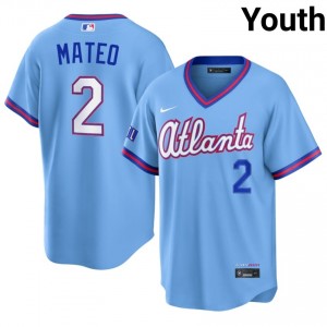Atlanta Jorge Mateo #2 Powder Blue Youth City Connect Jersey | Stitch Licensed Baseball Uniform 17244615