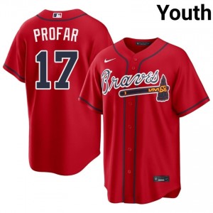 Iconic Jurickson Profar #17 Red Baseball Embroidery Jersey | ATL Youth Collection Edition 25684887