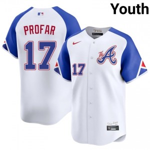 Braves Jurickson Profar #17 White Youth City Connect Jersey | Stitch Replica Baseball Uniform 76803190