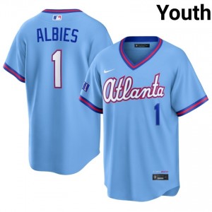 Braves Ozzie Albies #1 Powder Blue Youth City Connect Jersey | Stitch Replica Baseball Uniform 60448190