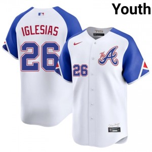 #26 Raisel Iglesias Genuine Youth City Connect Baseball Jersey | Braves White Fan Gear 96064278