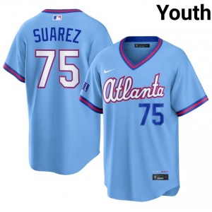 #75 Robert Suarez Officially Licensed Youth City Connect Baseball Jersey | ATL Braves Powder Blue Fan Gear 46586935