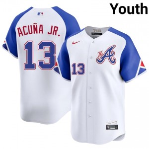 Braves Ronald Acuna Jr. #13 White Youth City Connect Jersey | Stitch Premium Baseball Uniform 89557985