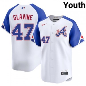 Braves Tom Glavine #47 White Youth City Connect Jersey | Stitch Premium Baseball Uniform 55720683
