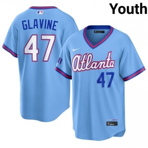 #47 Tom Glavine Genuine Youth City Connect Baseball Jersey | ATL Powder Blue Fan Gear 23986561